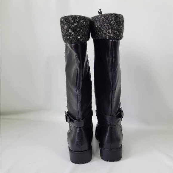 TORRID Black Faux Leather Sweater-Trimmed Knee-High Combat Boot Sz 12 - Picture 2 of 10